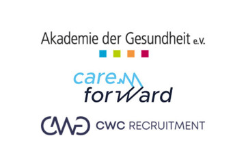 Logos Care with Care: Akademie der Gesundheit e.V., care forward, CWC Recruitment
